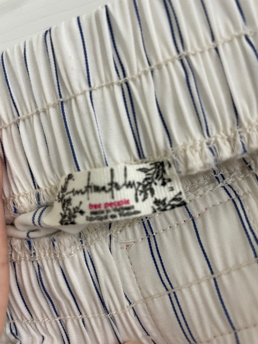 Free People We The Free Day to Day White Boxer Shorts with Thin Blue Stripes - Picture 7 of 7